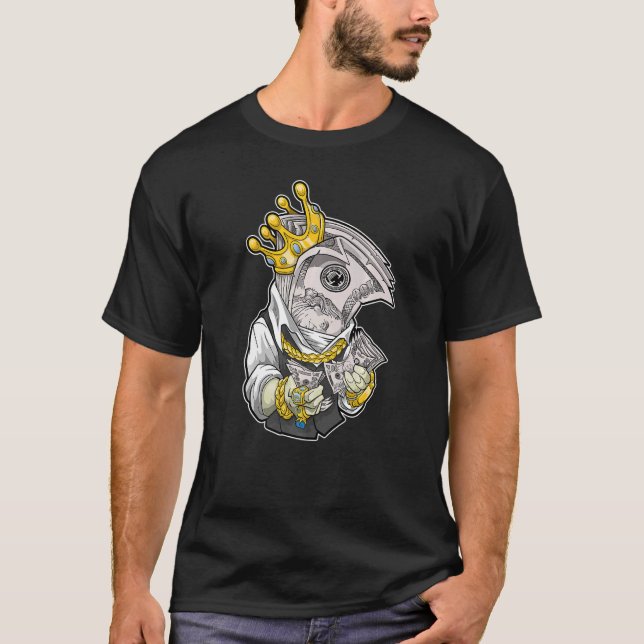 Camiseta dinero rey corona ricas diamantes en dólares efect (Anverso)