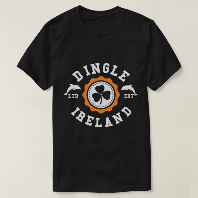 Camiseta Dingle Kerry Fungi Dolphin Ireland Shamrock Escudo (Diseño del anverso)