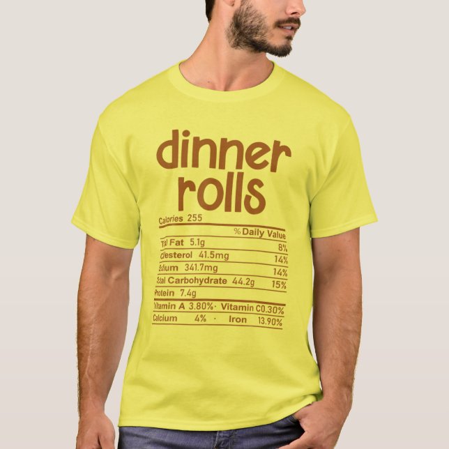 Camiseta Dinner Rolls Food Nutrition Facts Family Mating (Anverso)
