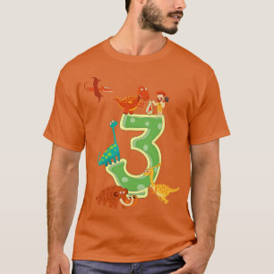 Camiseta Dino 3 Regalo de cumpleaños Niños Dinosaurios
