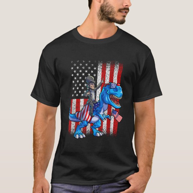 Camiseta Dino Abraham Lincoln 4 De Julio Boys American Fla (Anverso)