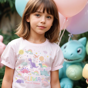 Camiseta Dino arcoiris de dinosaurio Chica personalizado
