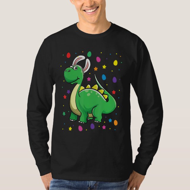 Camiseta Dino Con Orejas De Conejito Gracioso Huevo Caza Di (Anverso)