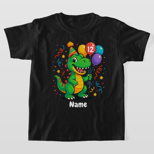 Camiseta Dino de cumpleaños bonito personalizado (Distribución)