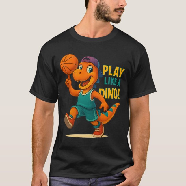 Camiseta Dino deportivo divertido de jugador de dinosaurio  (Anverso)