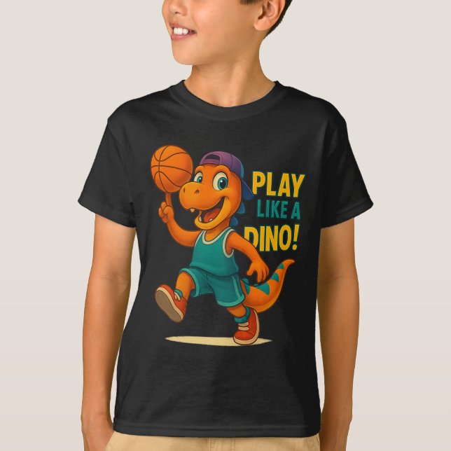 Camiseta Dino deportivo divertido de jugador de dinosaurio  (Anverso)