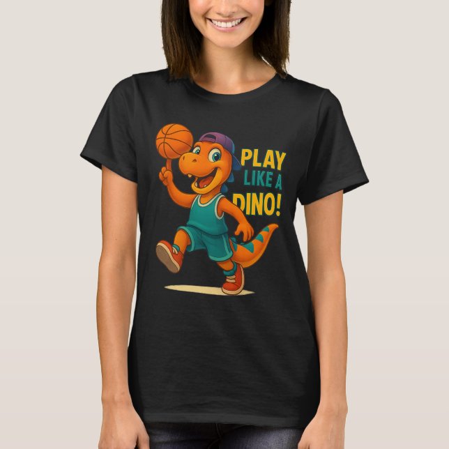 Camiseta Dino deportivo divertido de jugador de dinosaurio  (Anverso)