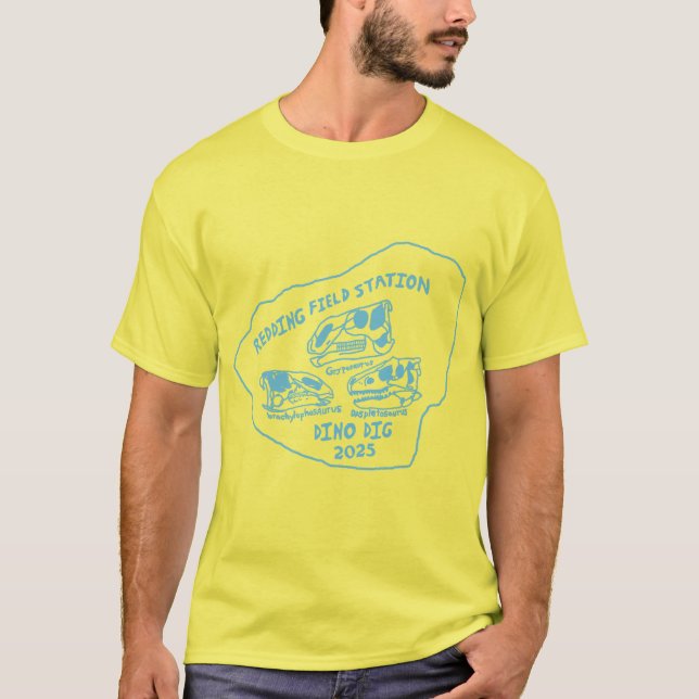 Camiseta Dino Dig 2025 Estampa Azul Turquesa (Anverso)