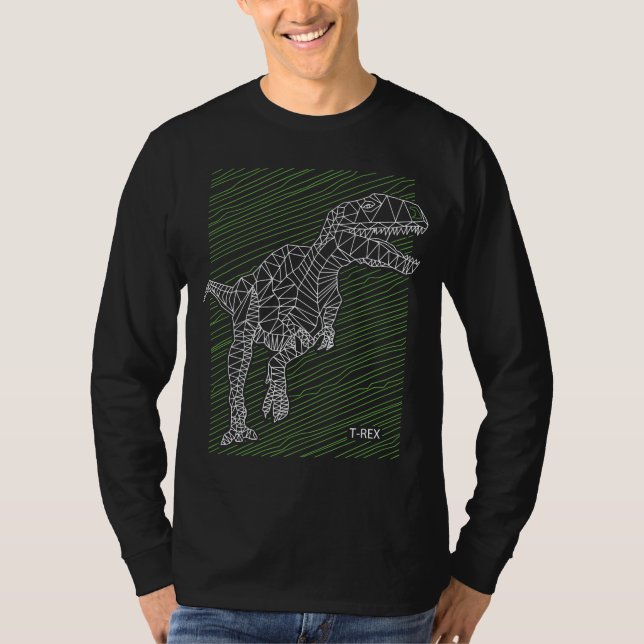 Camiseta Dino Dinámico: Líneas de Ilustración de T-Rex (Anverso)