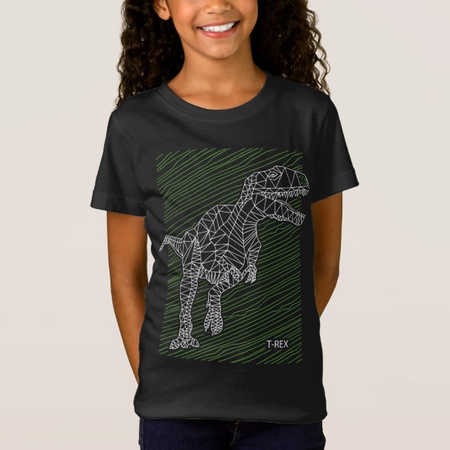Camiseta Dino Dinámico: Líneas de Ilustración de T-Rex (Anverso)