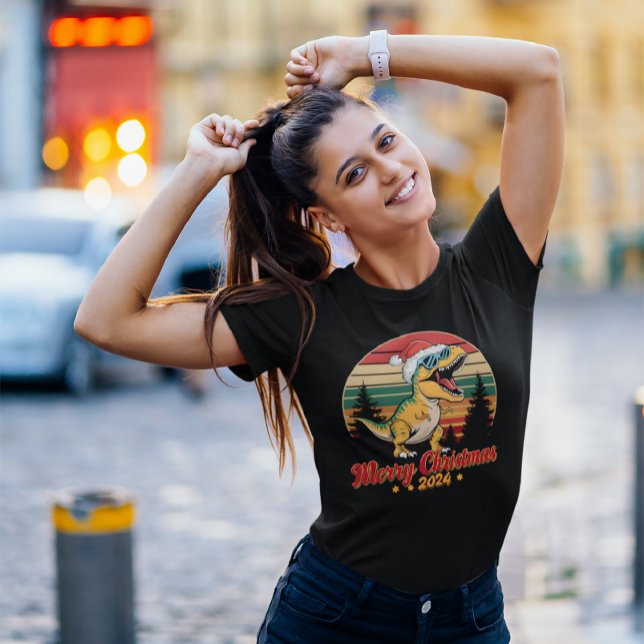 Camiseta Dino festivo: Santa Hat y sus sombras (Subido por el creador)