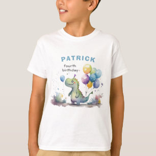 Camiseta Dino Fiesta Watercolor Boy Nacimiento Azul