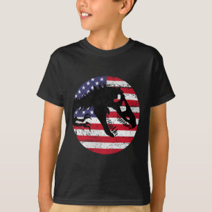 Camiseta Dino Fossi Usa Bandera Patriótica Dinosaurio T-rex