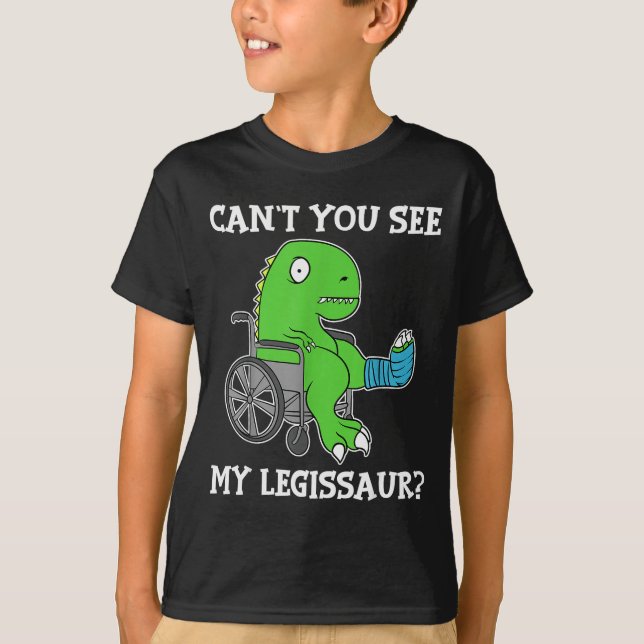 Camiseta Dino Funny Get Well Broken Leg Gift Dinosaur With  (Anverso)