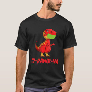 Camiseta Dino gracioso "Co-Rawr-Na" Rex Dinosaur con cara M