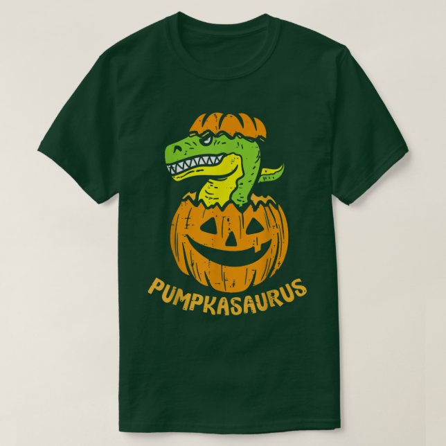 Camiseta Dino Halloween Calabaza del niño Dinosaurio (Diseño del anverso)