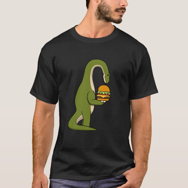 Camiseta Dino Hamburger Comiendo Dinosaurio T-Rex (Anverso)