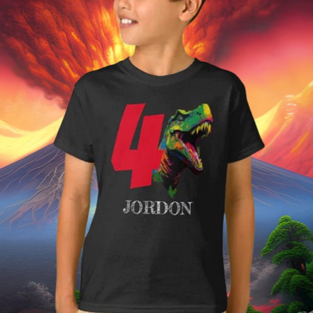 Camiseta Dino Happy 4º cumpleaños ( Create a roaringly great event with our wide range of high quality Dinosaur party supplies. )
