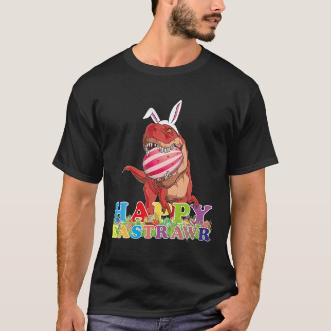 Camiseta Dino Happy Eastrawar T Rex Easter Egg Basket Bunny (Anverso)