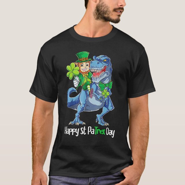 Camiseta Dino Happy St Patrex Day Shirys Niños Pequeños L (Anverso)