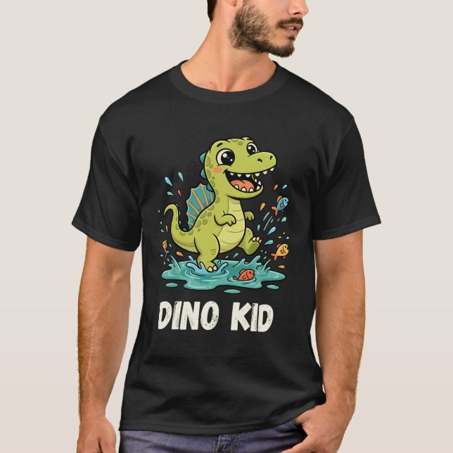Camiseta DINO KID Spinosaurus Feliz Salpicando Agua (Anverso)