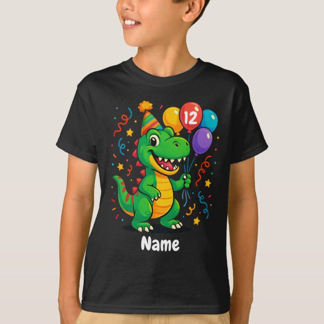 Camiseta Dino Kids de cumpleaños personalizados (Anverso)