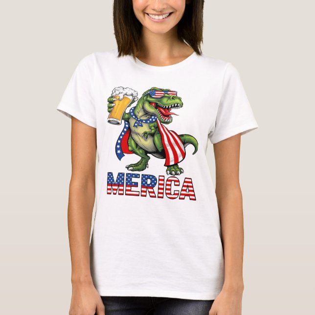 Camiseta Dino 'Merica 4 de julio de diversión (Anverso)