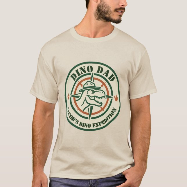 Camiseta Dino Papá, Fiesta de Cumpleaños de Dinosa (Anverso)