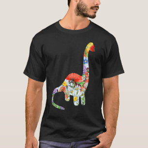 Camiseta Dino patrón de flor gráfica floral en forma de din