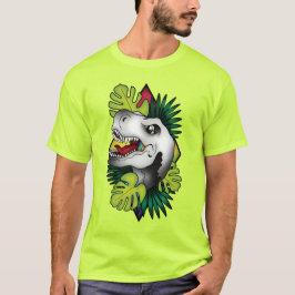 Camiseta Dino plateado de tiranicornio - Neón