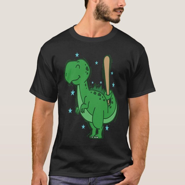 Camiseta Dino playing Baseball Dinosaur Reptile (Anverso)