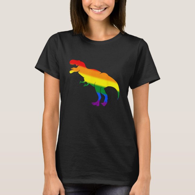 Camiseta Dino Pride Rainbow Flag  LBGT Pride Month (Anverso)