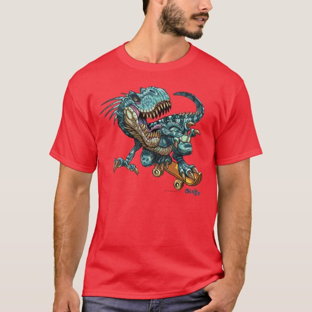 Camiseta Dino que anda en monopatín (Anverso)
