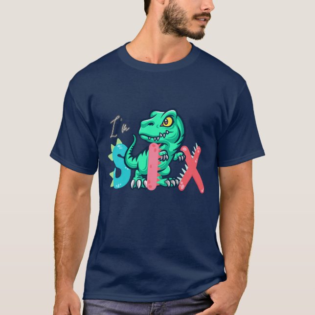 Camiseta Dino Rex Tengo 6 años seis de vuelta a la escuela (Anverso)