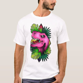 Camiseta Dino rosa de Tyranicorn - Blanco