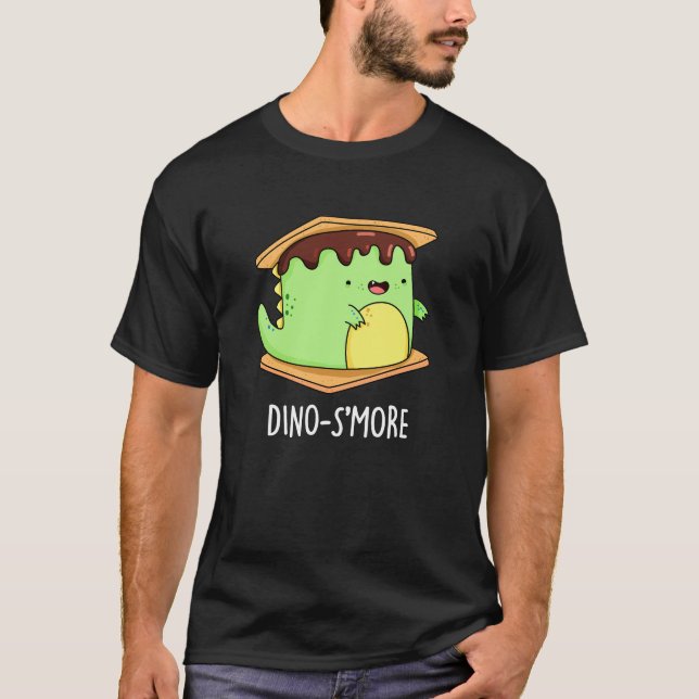 Camiseta Dino-smore Funny Dinosaur Smore Pun Dark BG (Anverso)