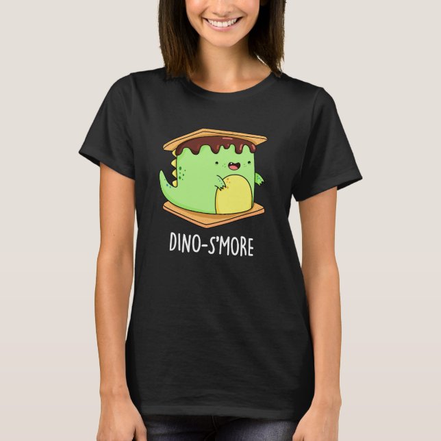 Camiseta Dino-smore Funny Dinosaur Smore Pun Dark BG (Anverso)