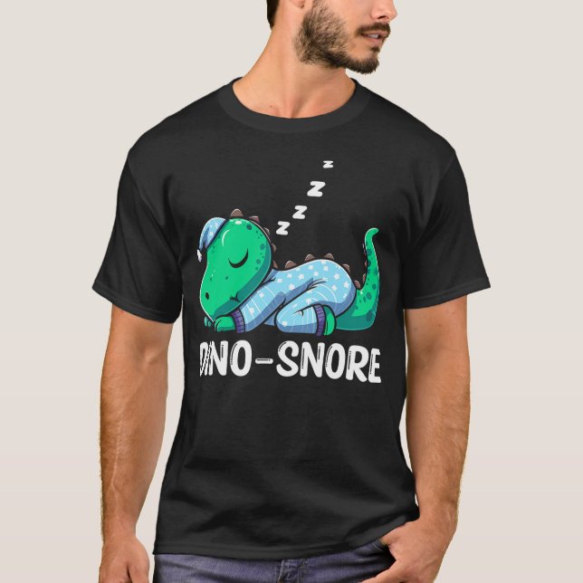 Camiseta Dino Snore Cartoon Dinosaur Sleepwear T-Rex Nappin (Anverso)