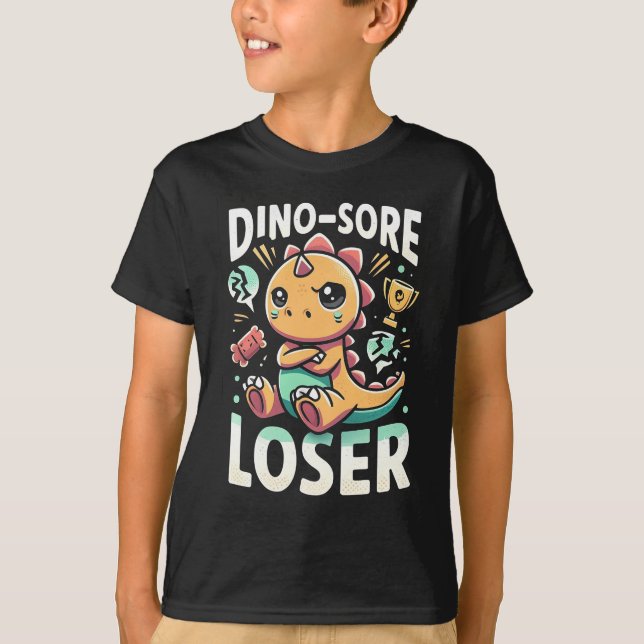Camiseta "Dino-Sore Loser" de niños - Triste diseño de dino (Anverso)
