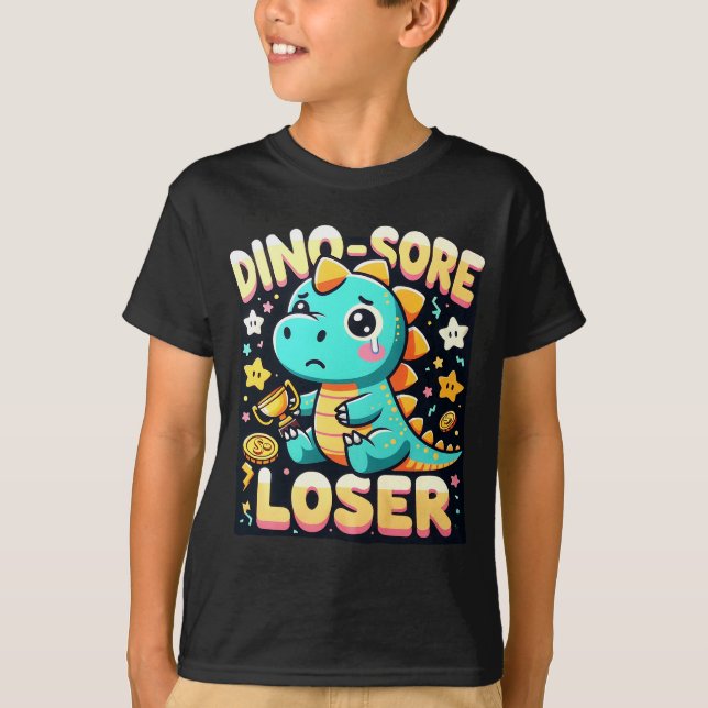Camiseta "Dino-Sore Loser" de niños - Triste diseño de dino (Anverso)
