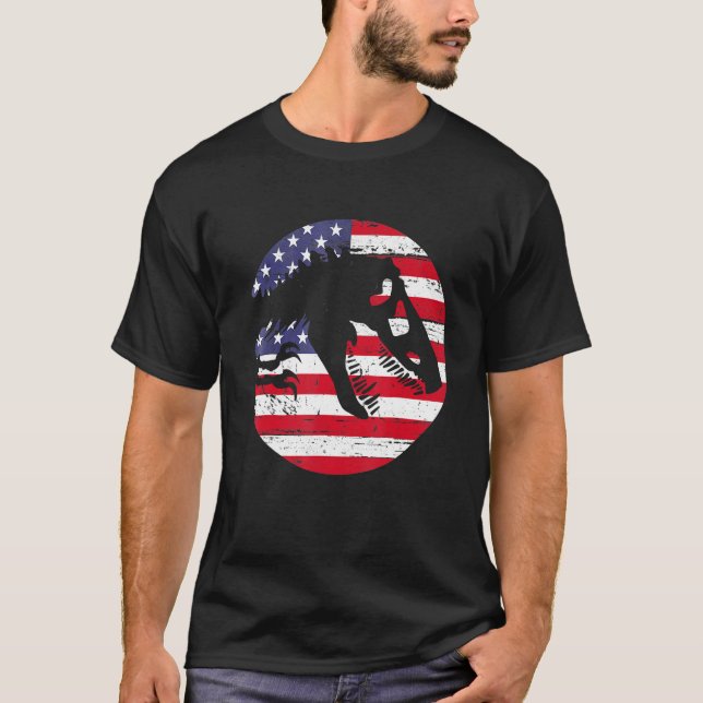 Camiseta Dino USA Flag Patriotic Dinosaur Rex 4th Of July (Anverso)