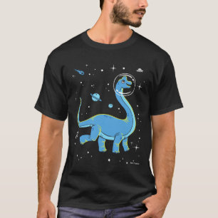 Camiseta Dinos De Brachiosauro Azul En El Espacio