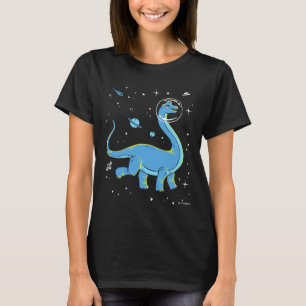 Camiseta Dinos De Brachiosauro Azul En El Espacio
