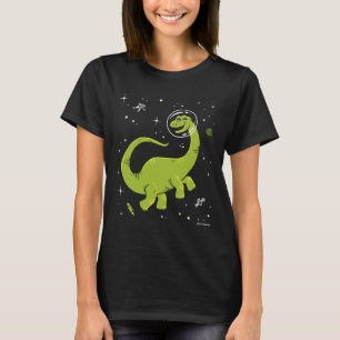 Camiseta Dinos De Brontosauro Verdes En El Espacio