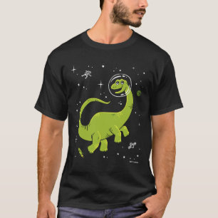 Camiseta Dinos De Brontosauro Verdes En El Espacio