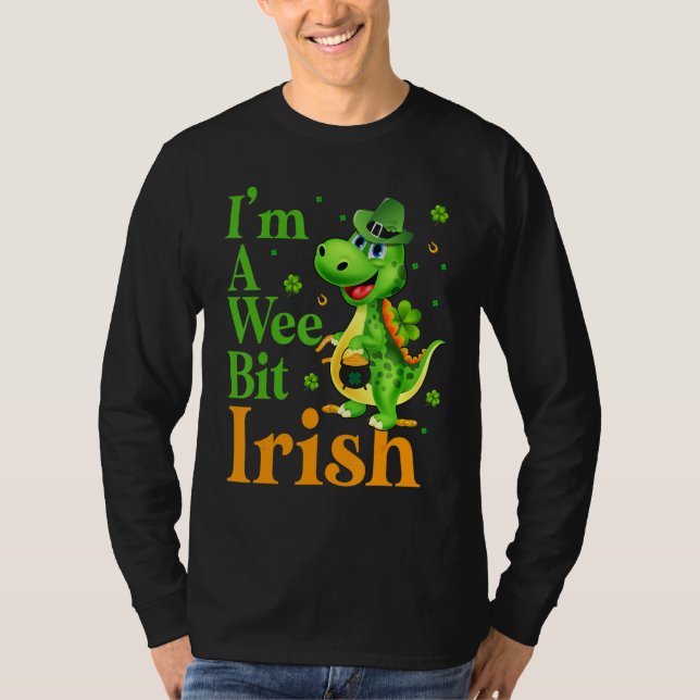 Camiseta Dinosaru I'm A Wee Bit Irish Happy St Patrick's Da (Anverso)