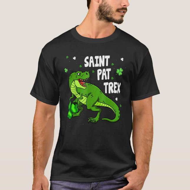 Camiseta Dinosarus Saint Pax Trex Feliz Día de San Patricio (Anverso)