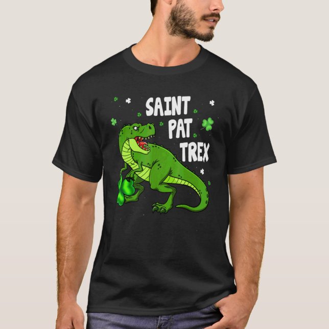 Camiseta Dinosarus Saint Pax Trex Feliz Día de San Patricio (Anverso)
