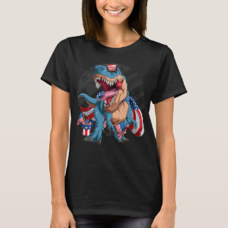Camiseta Dinosaur 4 de julio superhéroe americano