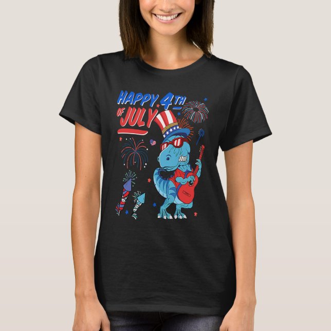 Camiseta Dinosaur 4th Of July Amerisaurus Rex Fireworks Tod (Anverso)